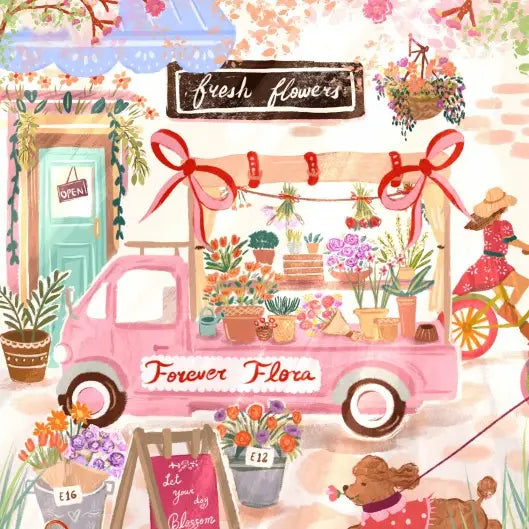 500 Piece Puzzle-Forever Flora, Flower Truck