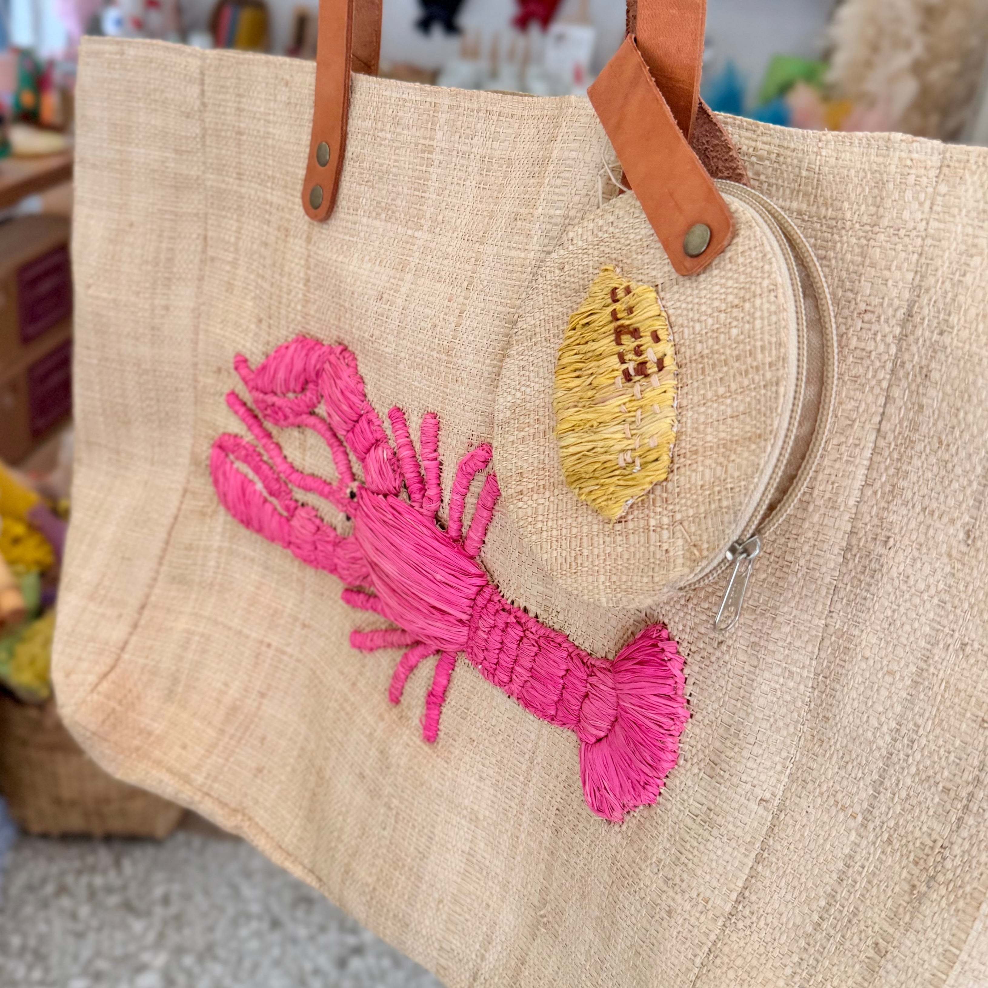 Raffia Bag With Lobster