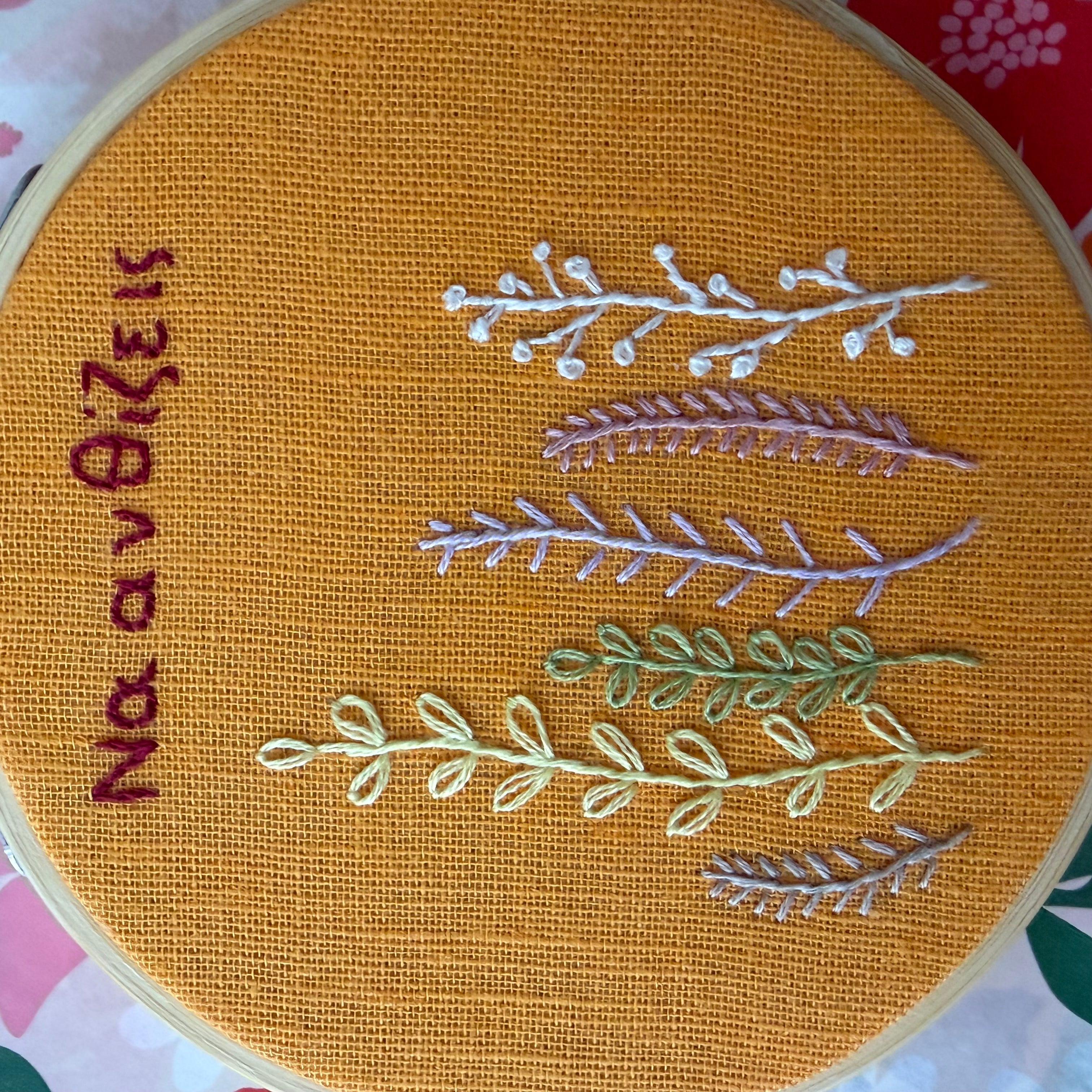Embroidered floral hoops with wish/message