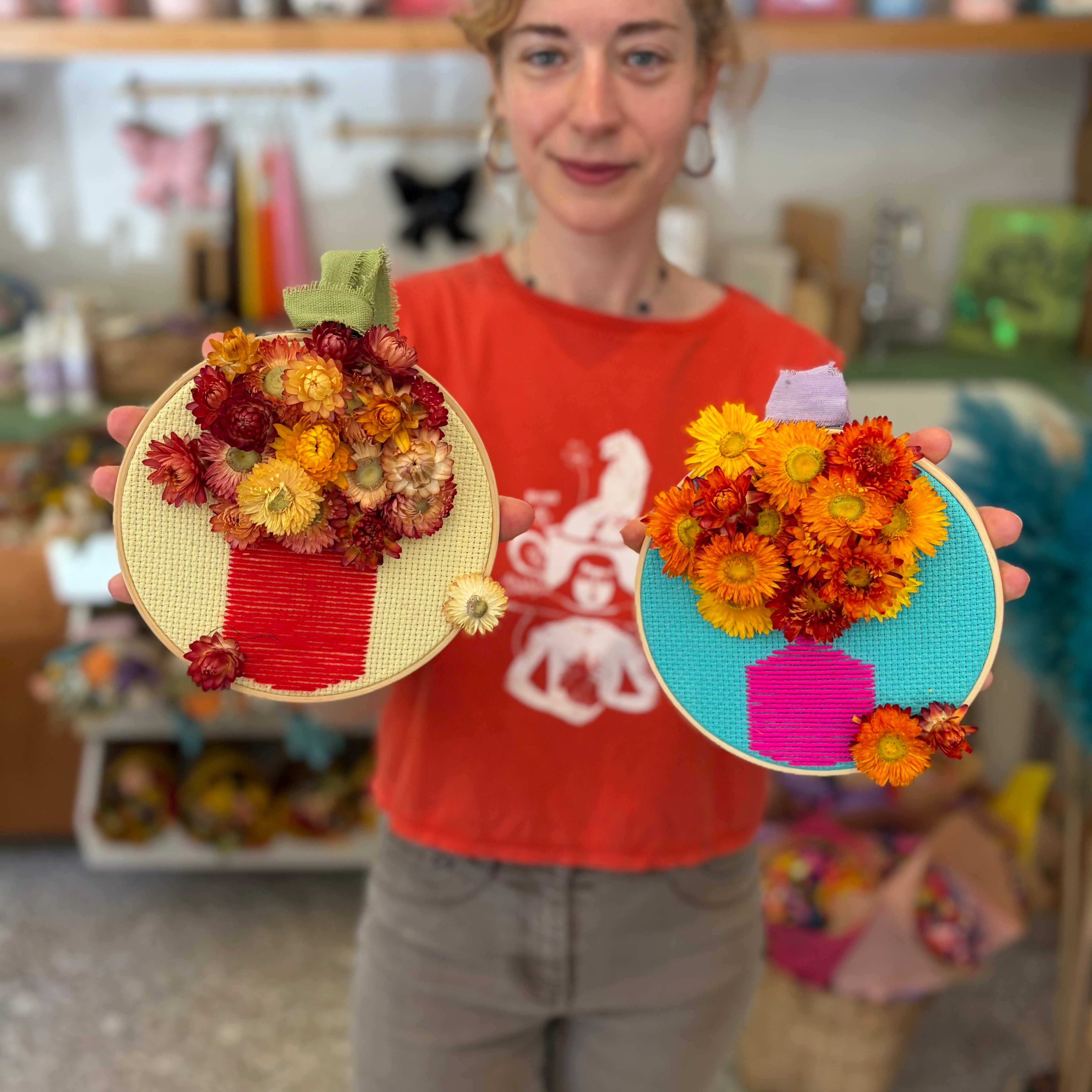 Dried Flowers in an Embroidered Vase