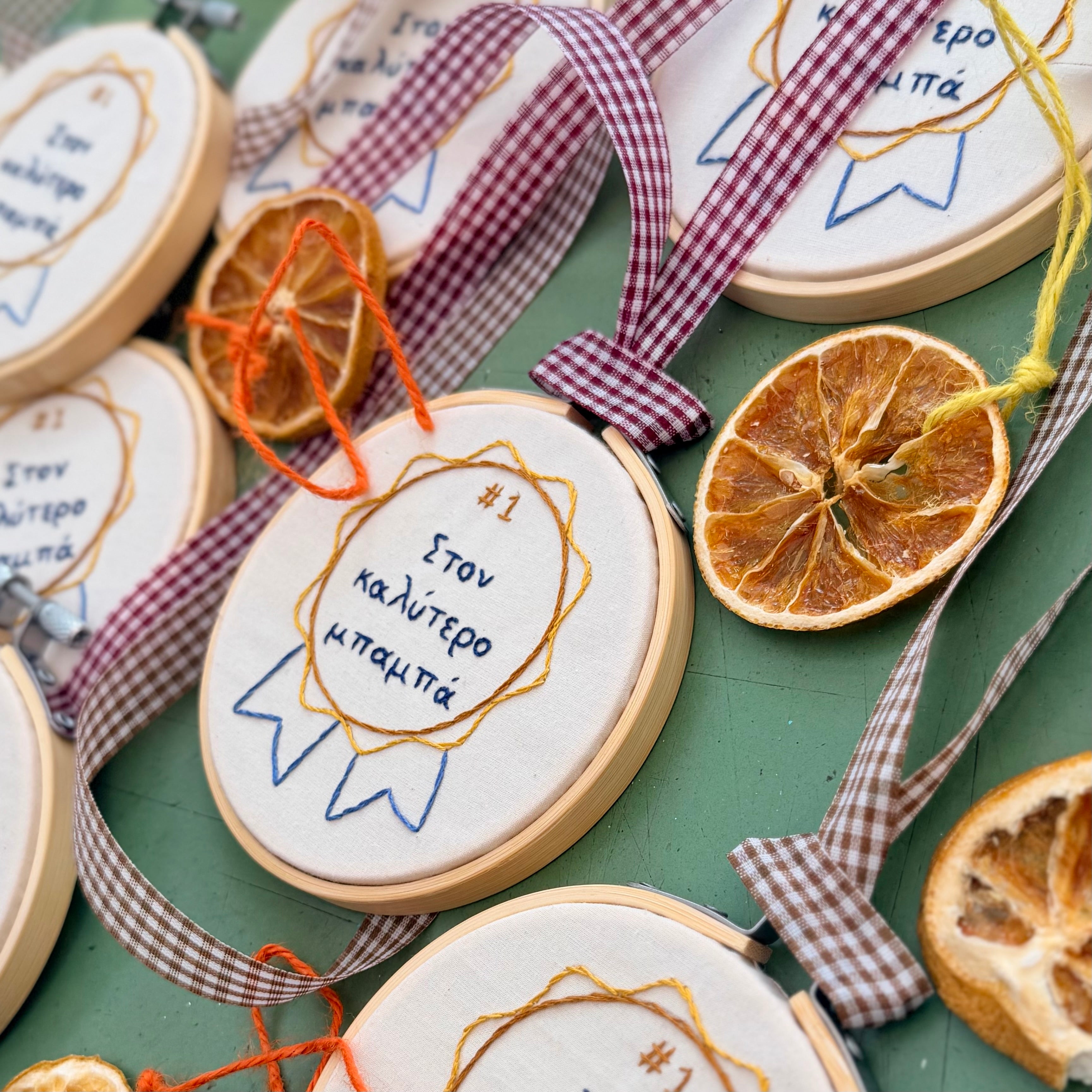 Embroidered floral hoops with wish/message