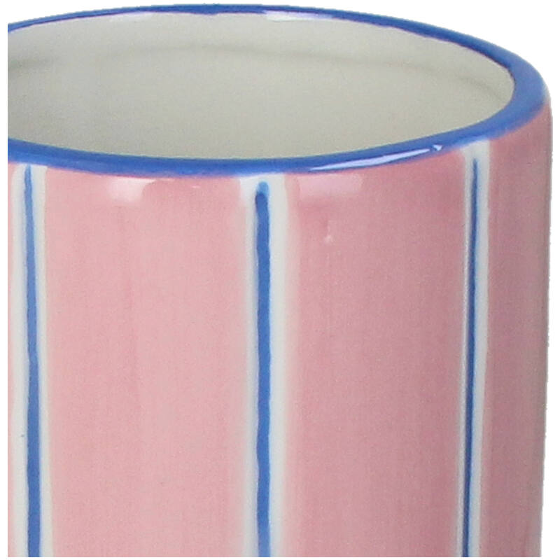 Βάζο “stripes” (σιέλ-ροζ)