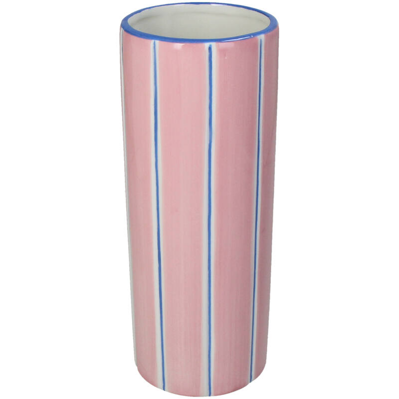 Βάζο “stripes” (σιέλ-ροζ)