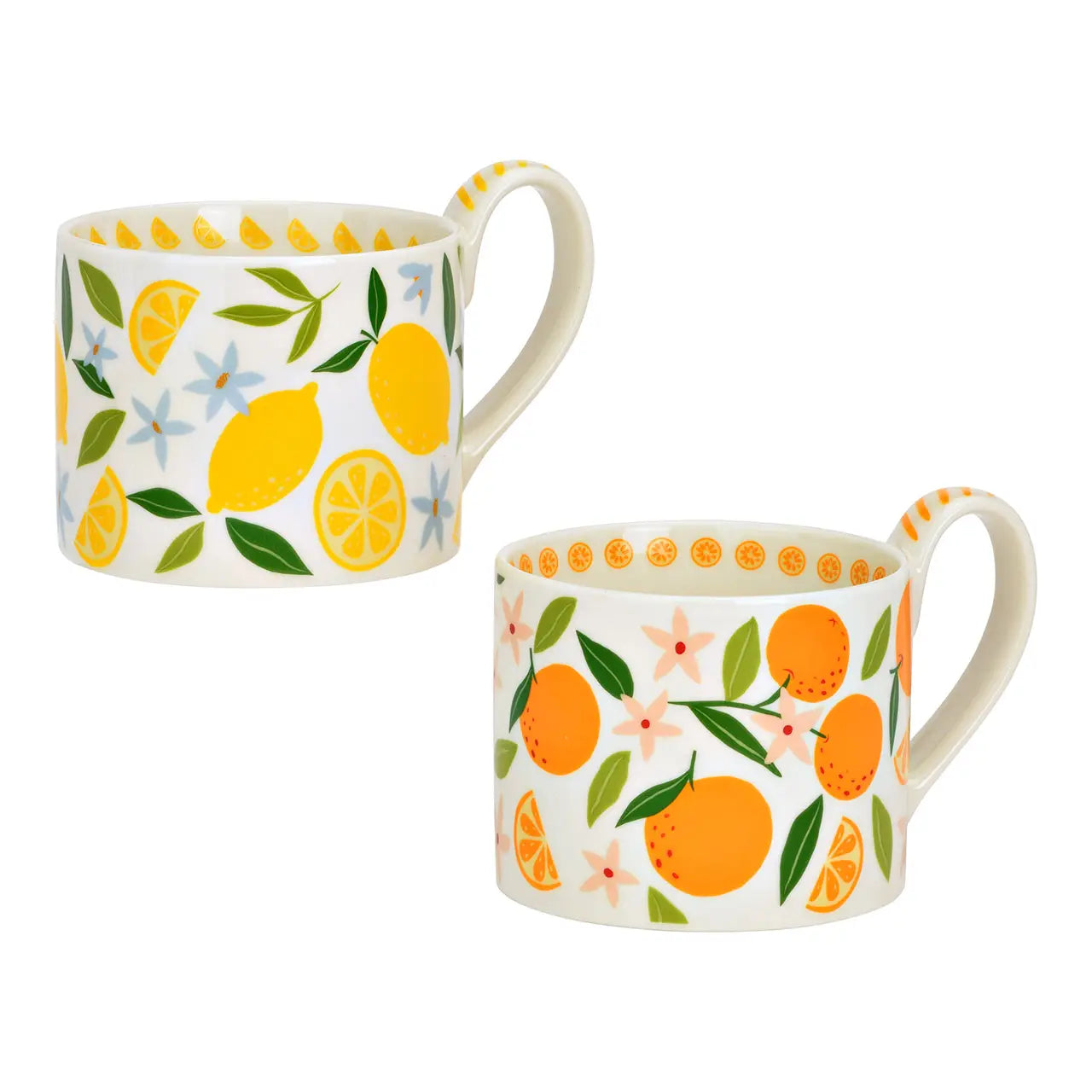 Cups with lemons/oranges