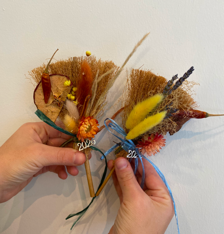 Lucky Broomsticks With Dried Flowers & Fruits