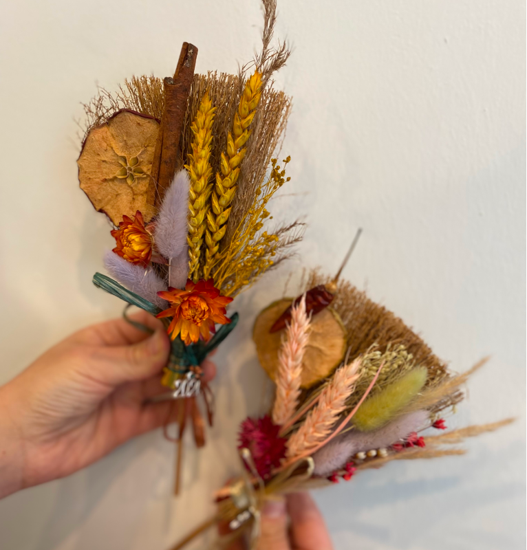 Lucky Broomsticks With Dried Flowers & Fruits