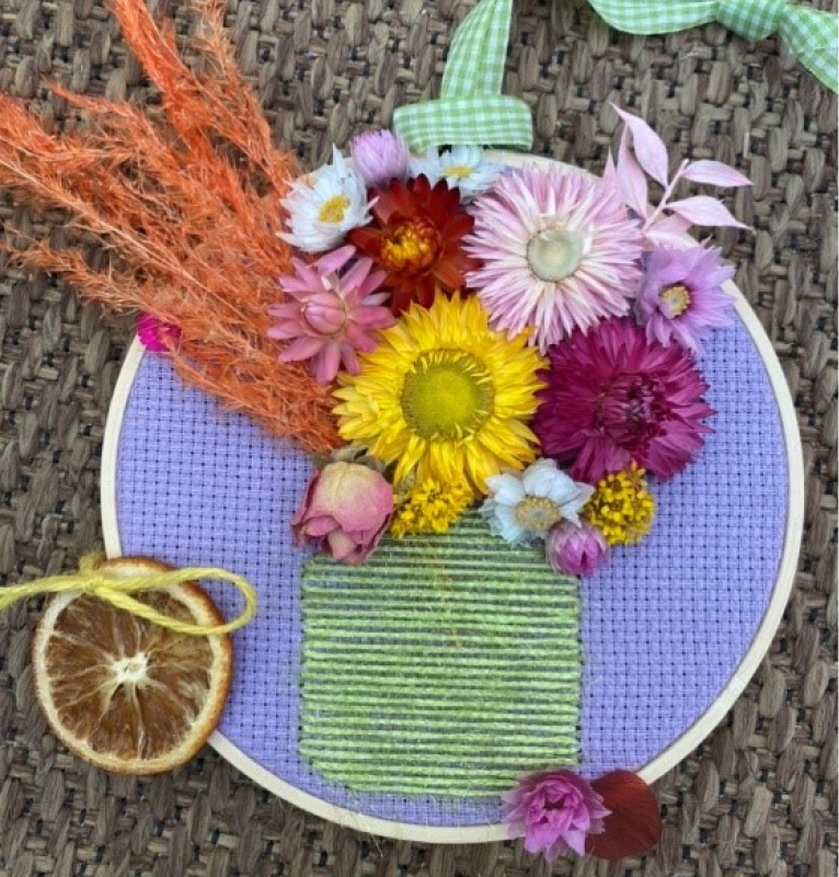 Dried Flowers in an Embroidered Vase